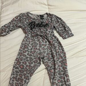 Bebe Gray and Pink Leopard Kids Footie